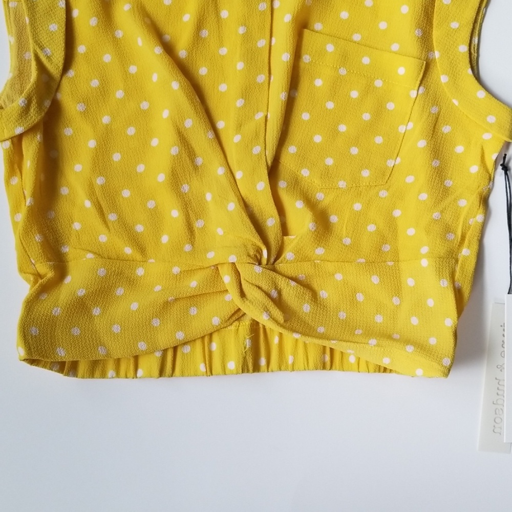 June & Hudson yellow polka dot front knot blouse - Picture 6 of 7